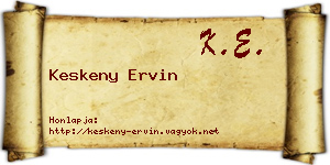 Keskeny Ervin névjegykártya